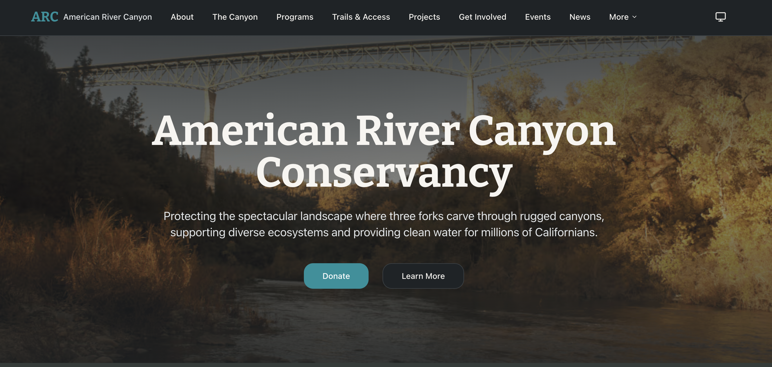American River Canyon Conservancy — Site Design preview