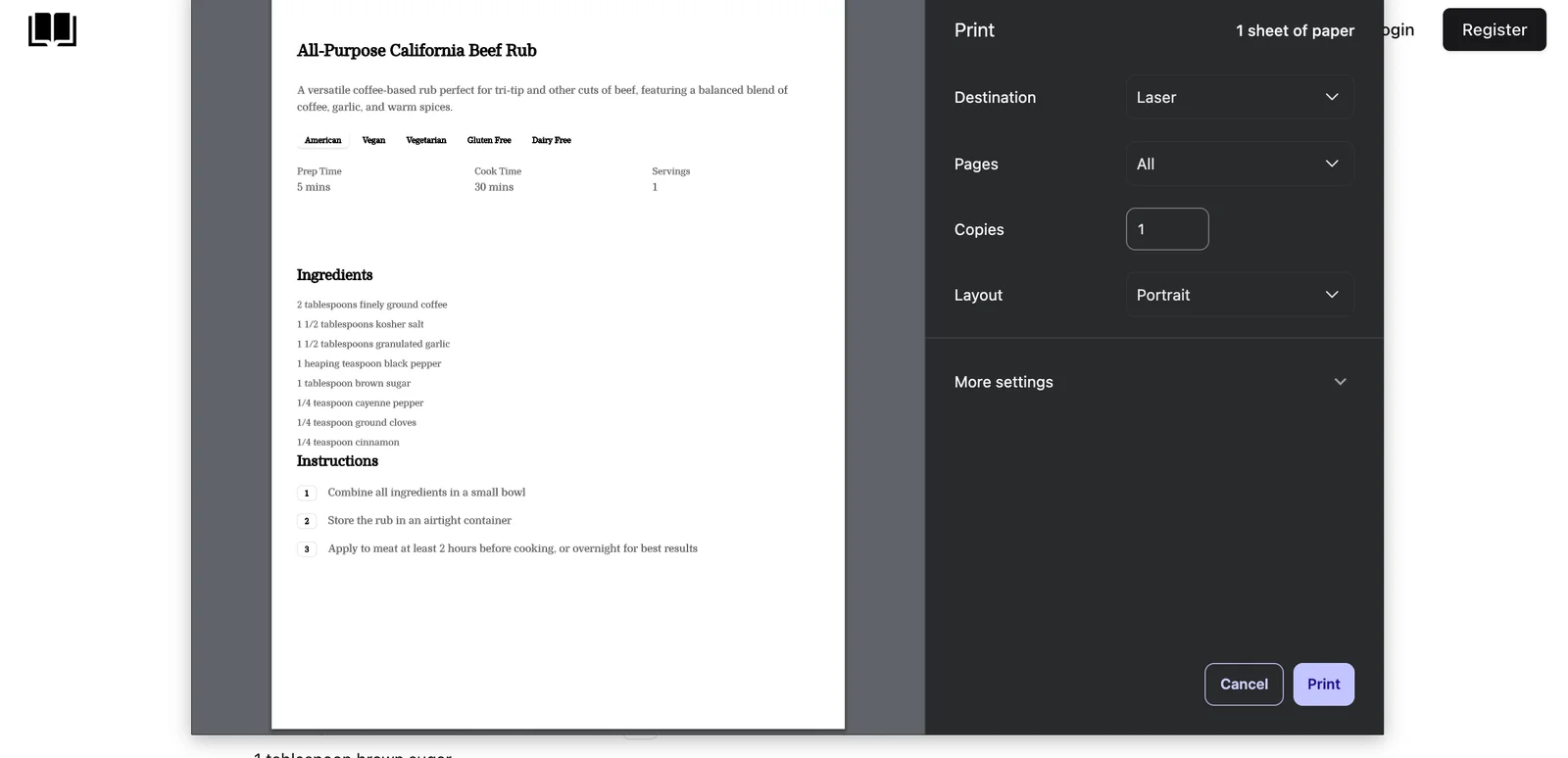 justgivemethe.recipes — Fast, structured recipe platform screenshot 2
